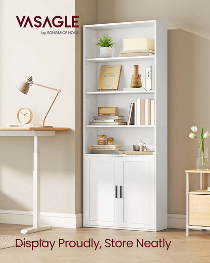 Tall Wooden Bookcase with Door Rustic Brown - image 20