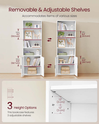 Tall Wooden Bookcase with Door Rustic Brown - image 21