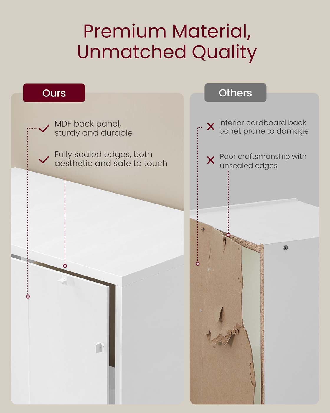 5-Tier Wooden Bookcase Shelf 24 x 80 x 160.7 cm, Cloud White - image 4