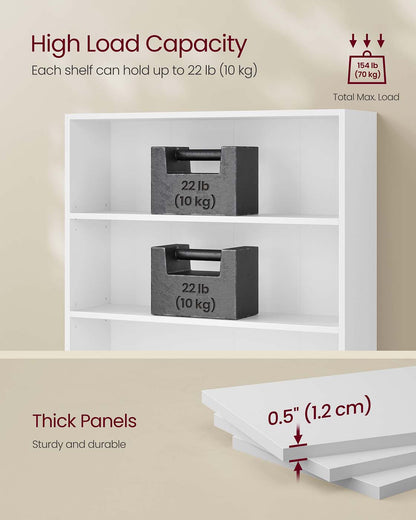 5-Tier Wooden Bookcase Shelf 24 x 80 x 160.7 cm, Cloud White - image 7