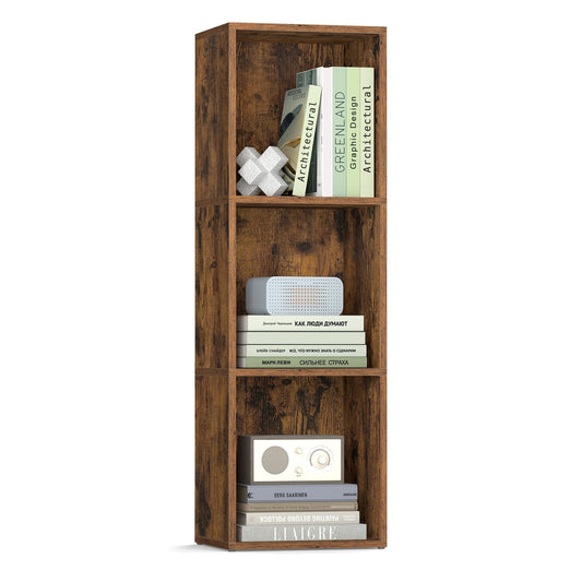 3-Tier cube bookshelf with open shelves - image 1