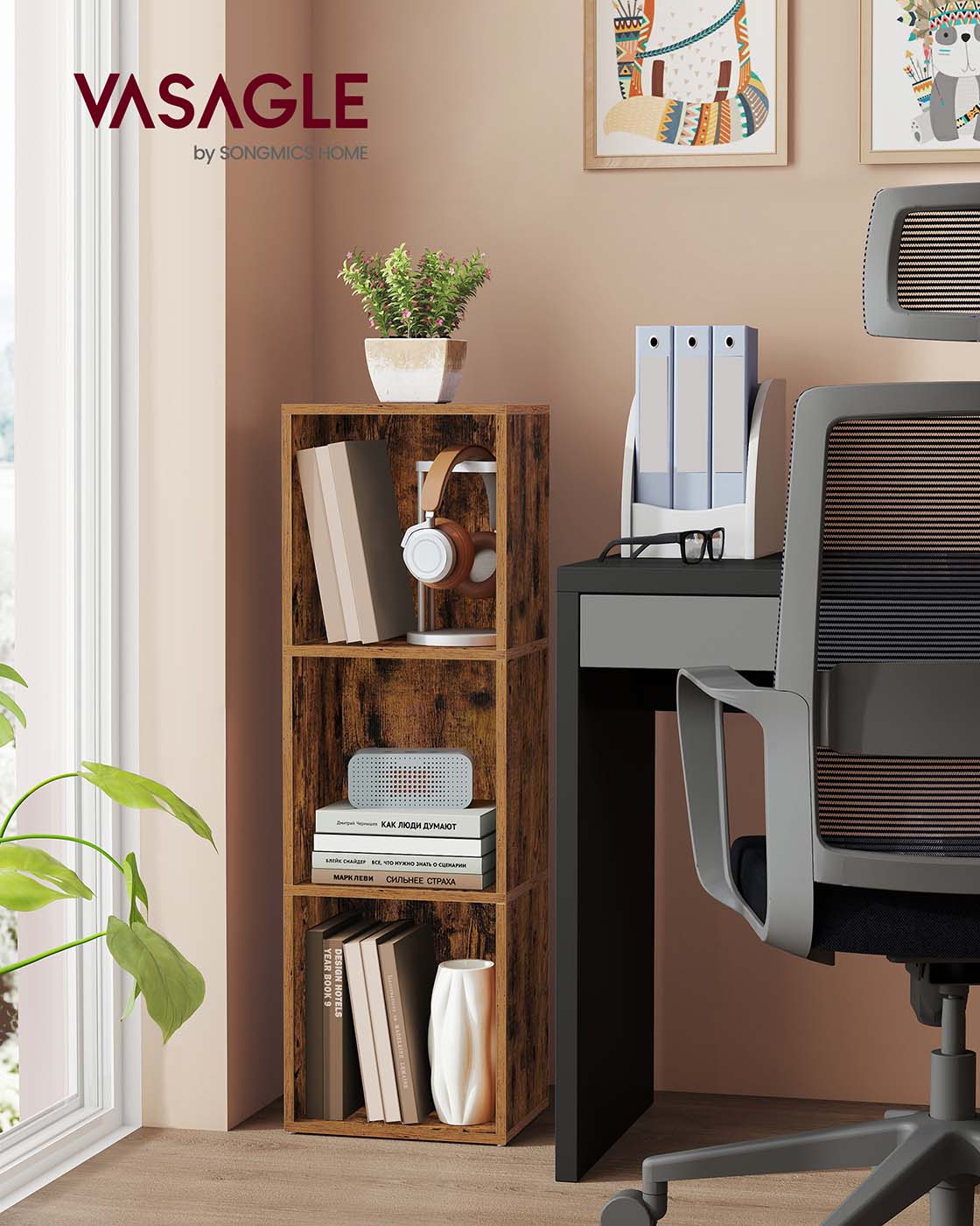 3-Tier cube bookshelf with open shelves - image 2