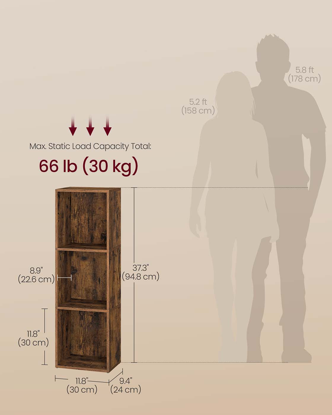 3-Tier cube bookshelf with open shelves - image 6