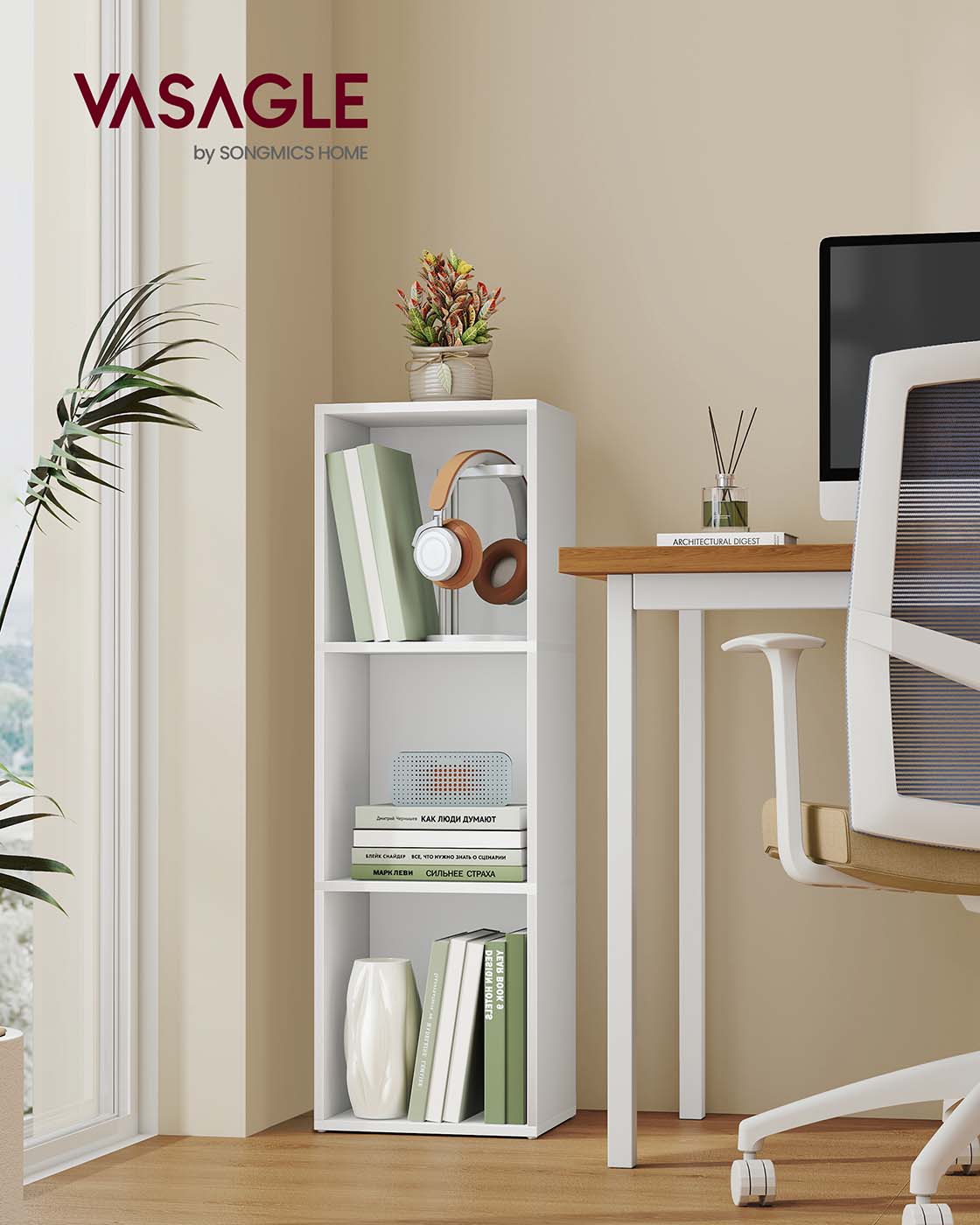 3-Tier cube bookshelf with open shelves - image 2