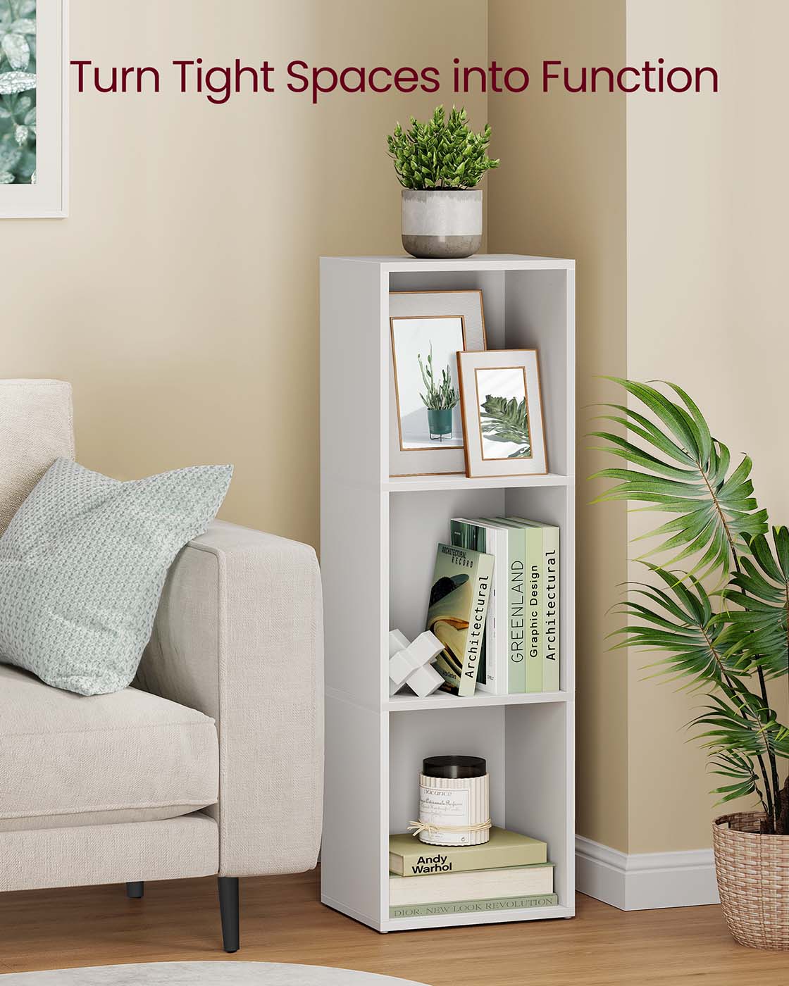 3-Tier cube bookshelf with open shelves - image 3