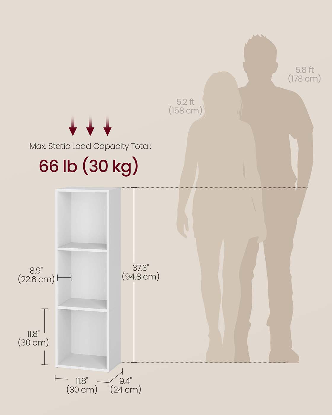 3-Tier cube bookshelf with open shelves - image 6