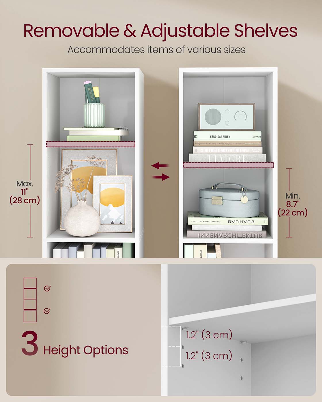3-Tier cube bookshelf with open shelves - image 9