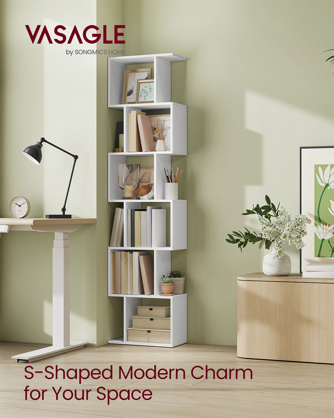 Bookshelf with cube shelves and room divider storage - image 2