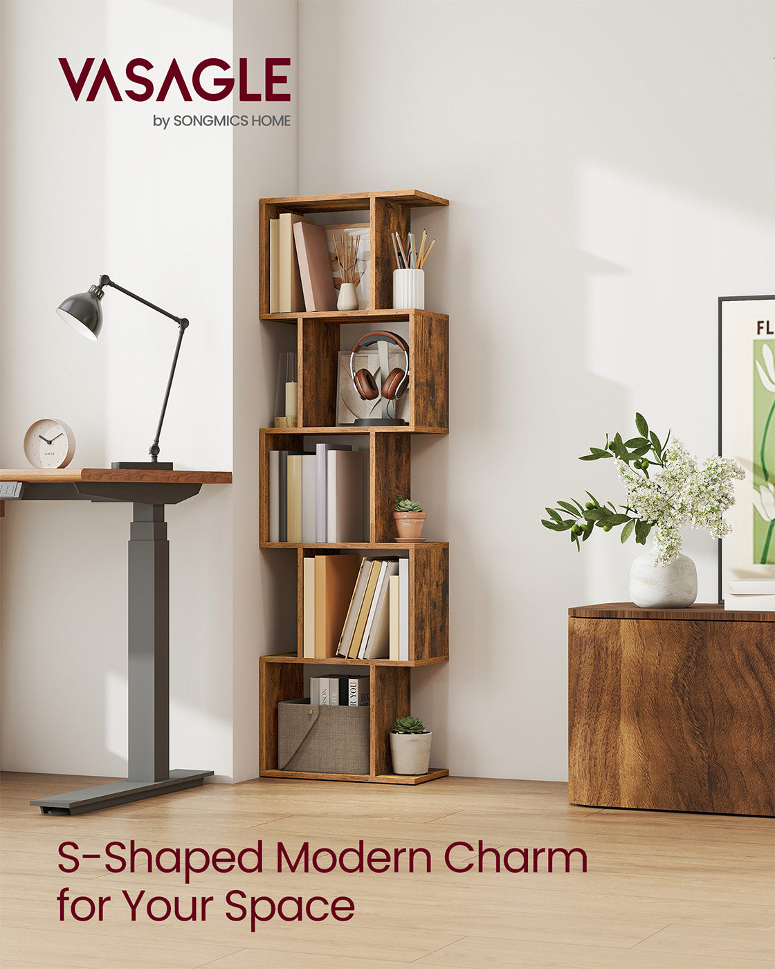 Bookshelf with cube shelves and room divider storage - image 8