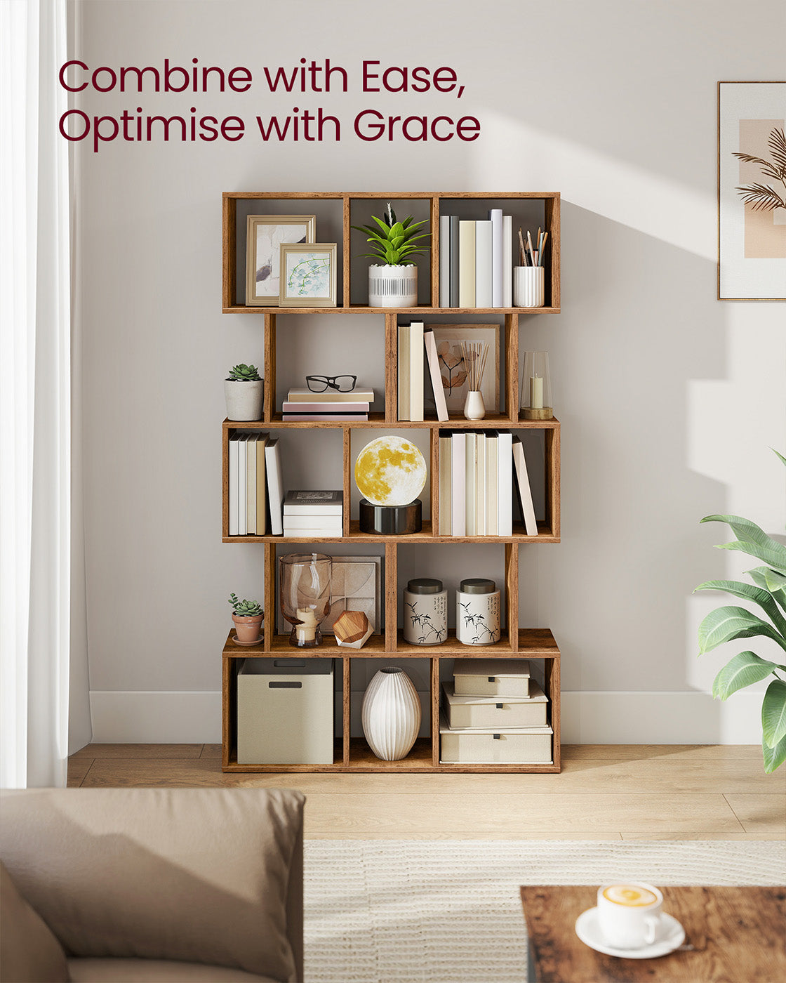 Bookshelf with cube shelves and room divider storage - image 9