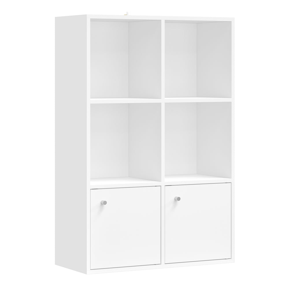 3-Tier Bookcase with 2 Cabinets, 29 x 65.8 x 97.8 cm, Cloud White - image 1