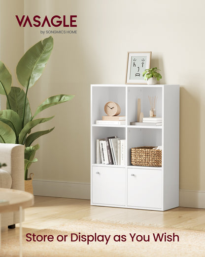 3-Tier Bookcase with 2 Cabinets, 29 x 65.8 x 97.8 cm, Cloud White - image 2