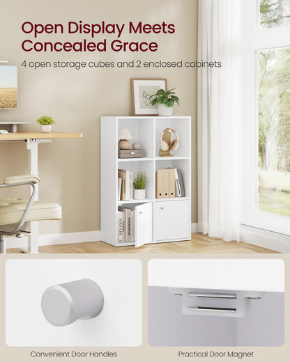3-Tier Bookcase with 2 Cabinets, 29 x 65.8 x 97.8 cm, Cloud White - image 3