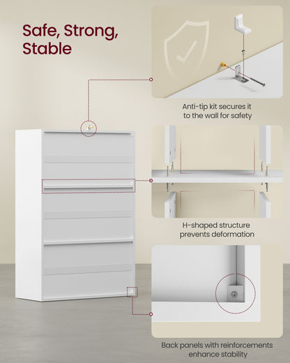 3-Tier Bookcase with 2 Cabinets, 29 x 65.8 x 97.8 cm, Cloud White - image 6