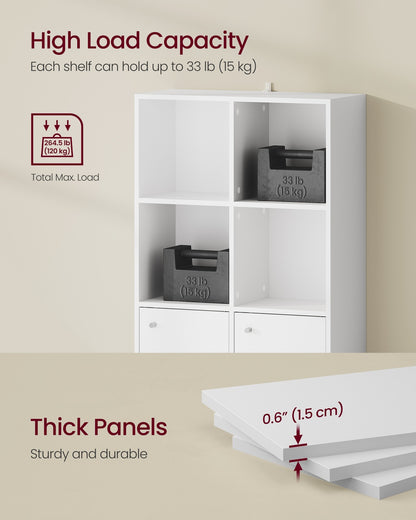3-Tier Bookcase with 2 Cabinets, 29 x 65.8 x 97.8 cm, Cloud White - image 7