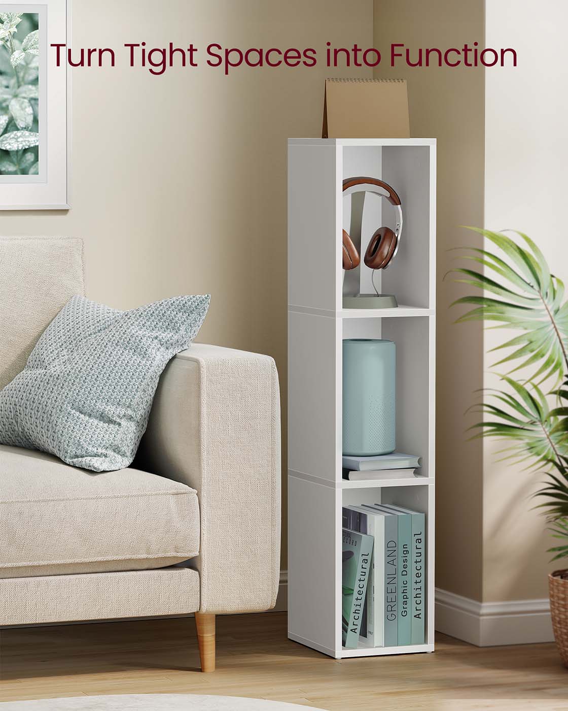 3-Tier cube bookshelf with open shelves - image 2