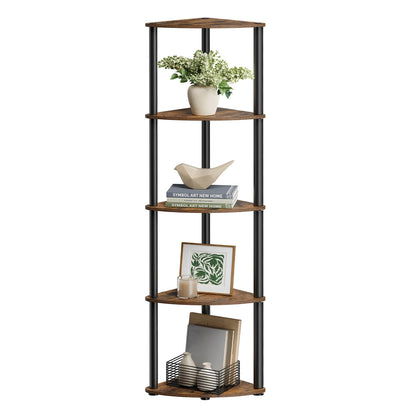 5-Tier Corner Shelf 38.3 x 27 x 139 cm Toolless Assembly - image 1