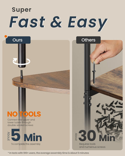 5-Tier Corner Shelf 38.3 x 27 x 139 cm Toolless Assembly - image 3