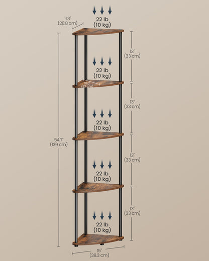 5-Tier Corner Shelf 38.3 x 27 x 139 cm Toolless Assembly - image 6