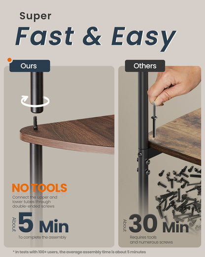5-Tier Corner Shelf 38.3 x 27 x 139 cm Toolless Assembly - image 9