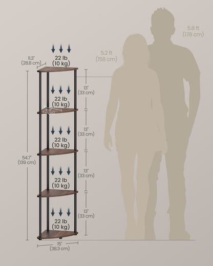 5-Tier Corner Shelf 38.3 x 27 x 139 cm Toolless Assembly - image 12
