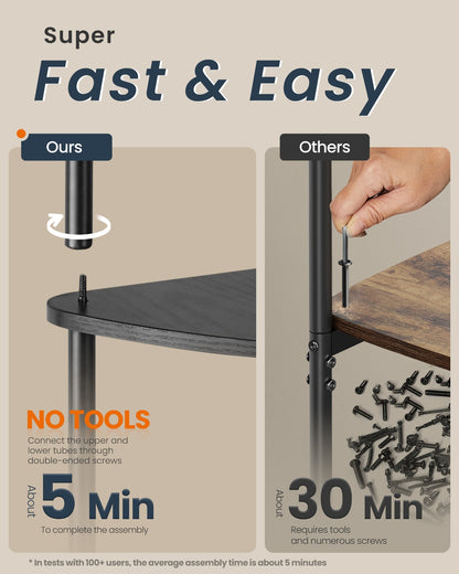 5-Tier Corner Shelf 38.3 x 27 x 139 cm Toolless Assembly - image 15