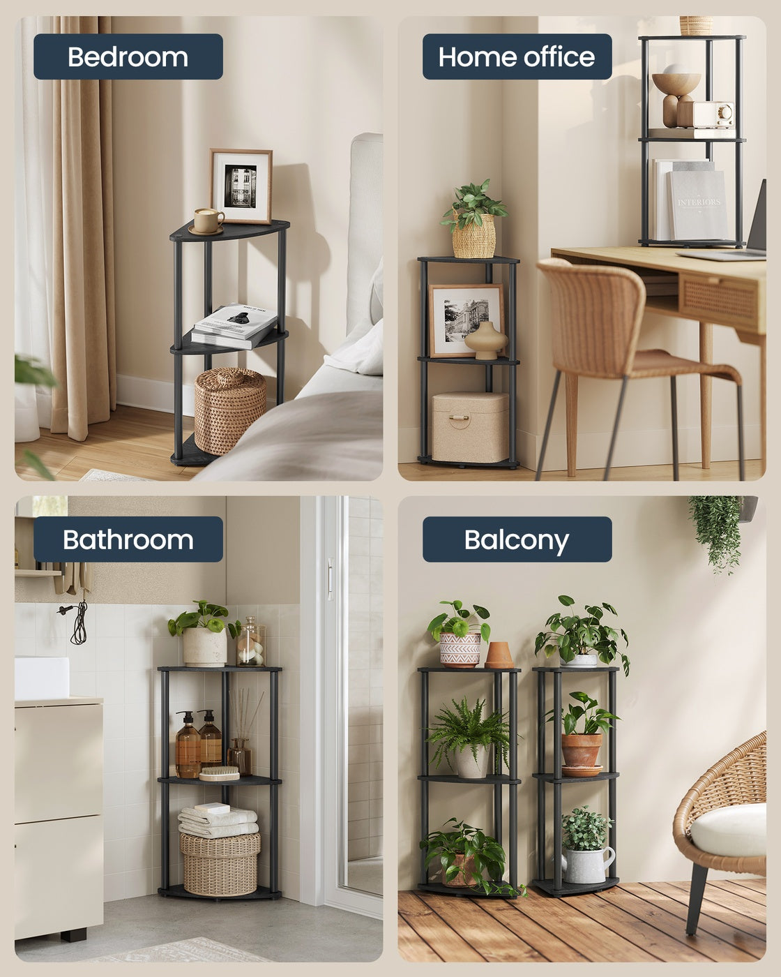 5-Tier Corner Shelf 38.3 x 27 x 139 cm Toolless Assembly - image 16