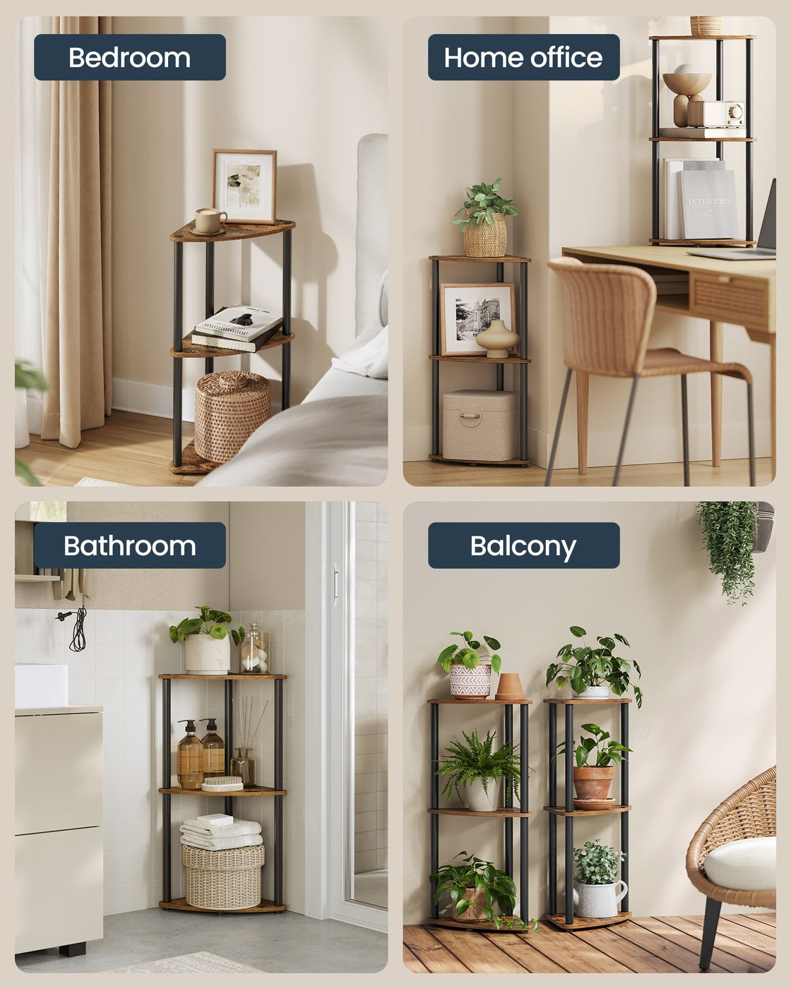 5-Tier Corner Shelf 38.3 x 27 x 139 cm Toolless Assembly - image 22