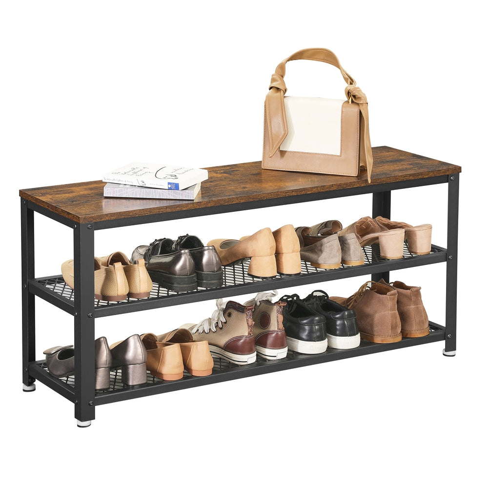 Shoe Bench Shoe Rack with 2 Shelves - image 1