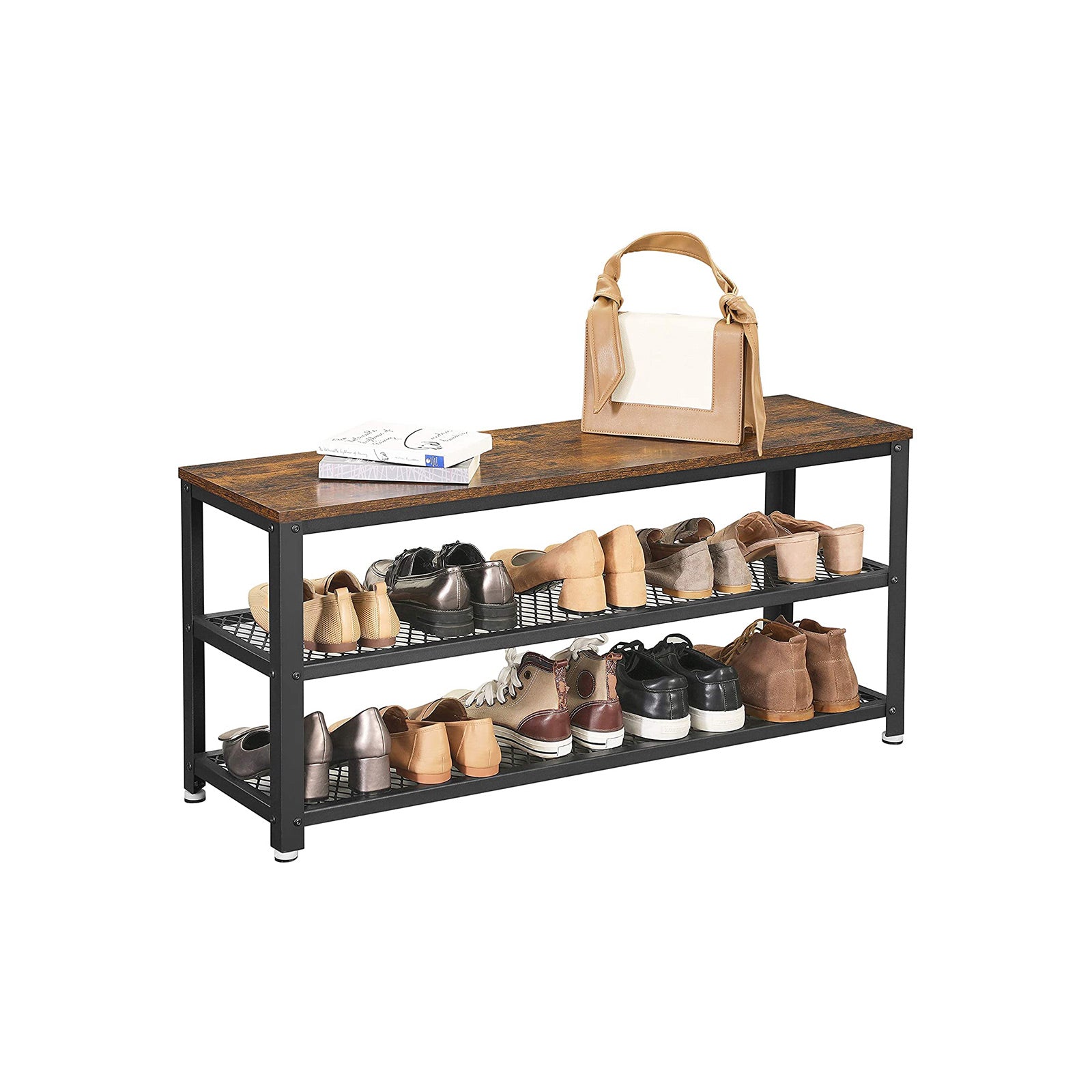 Shoe Bench Shoe Rack with 2 Shelves - image 3