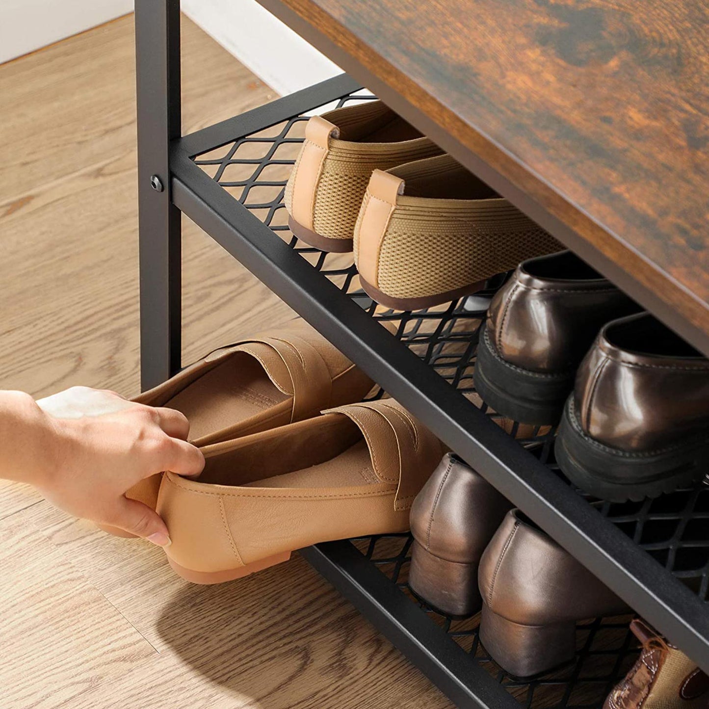 Shoe Bench Shoe Rack with 2 Shelves - image 6