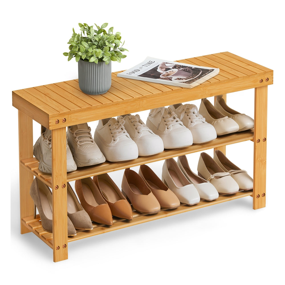 Bamboo Storage Shoe Bench - image 1