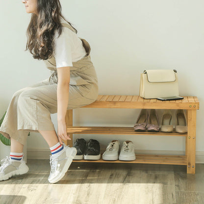 Bamboo Storage Shoe Bench - image 3