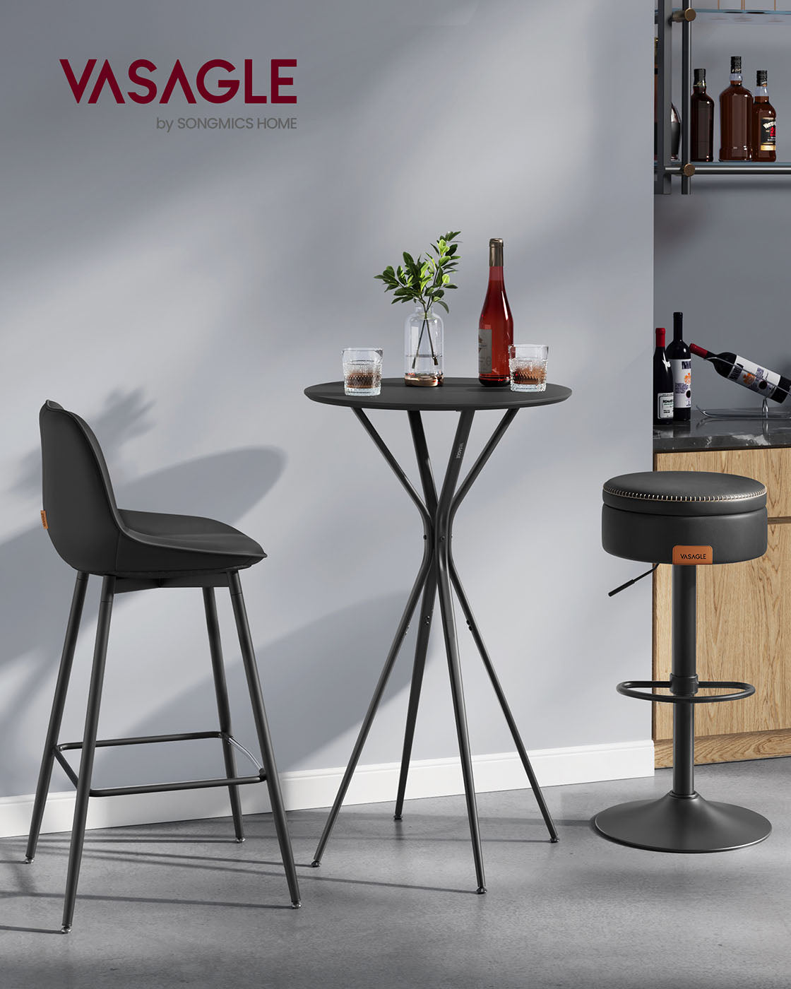 Round Cocktail Table Ink Black and Matte Black - image 2