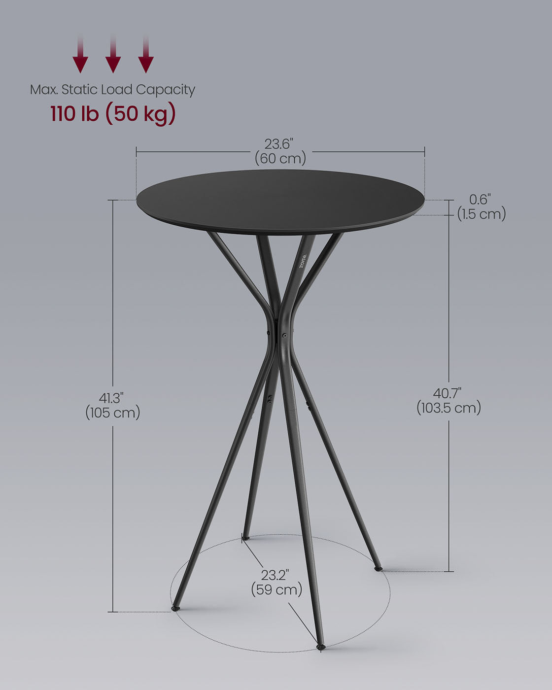 Round Cocktail Table Ink Black and Matte Black - image 5