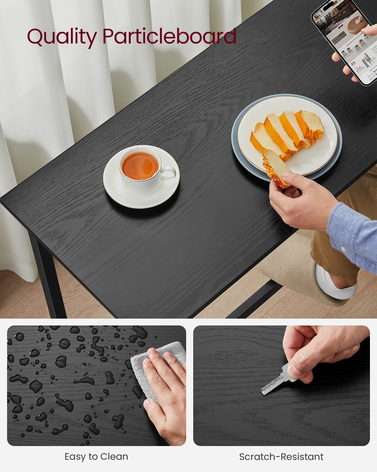 Dining Table Set Ebony Black and Ink Black - image 5