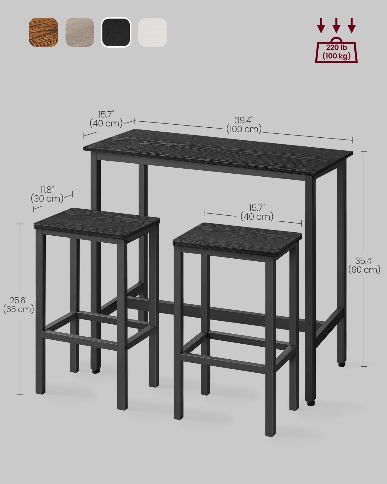 Dining Table Set Ebony Black and Ink Black - image 7