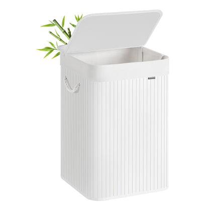 Laundry Basket 95 L Foldable Removable and Machine Washable Liner Bag White - image 2