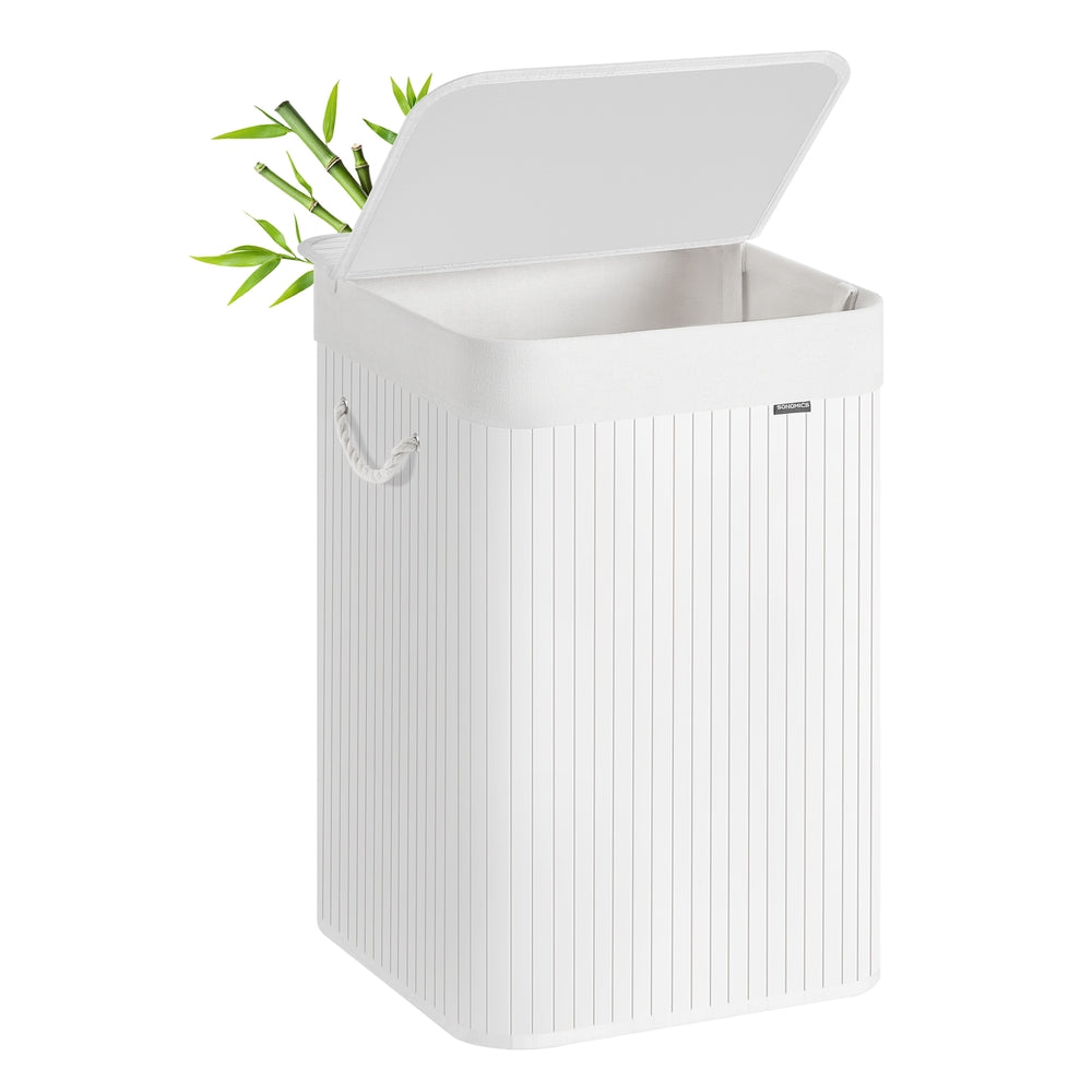Laundry Basket 95 L Foldable Removable and Machine Washable Liner Bag White - image 1