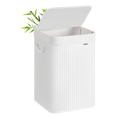 Laundry Basket 95 L Foldable Removable and Machine Washable Liner Bag White - image 1
