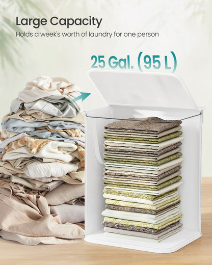 Laundry Basket 95 L Foldable Removable and Machine Washable Liner Bag White - image 5