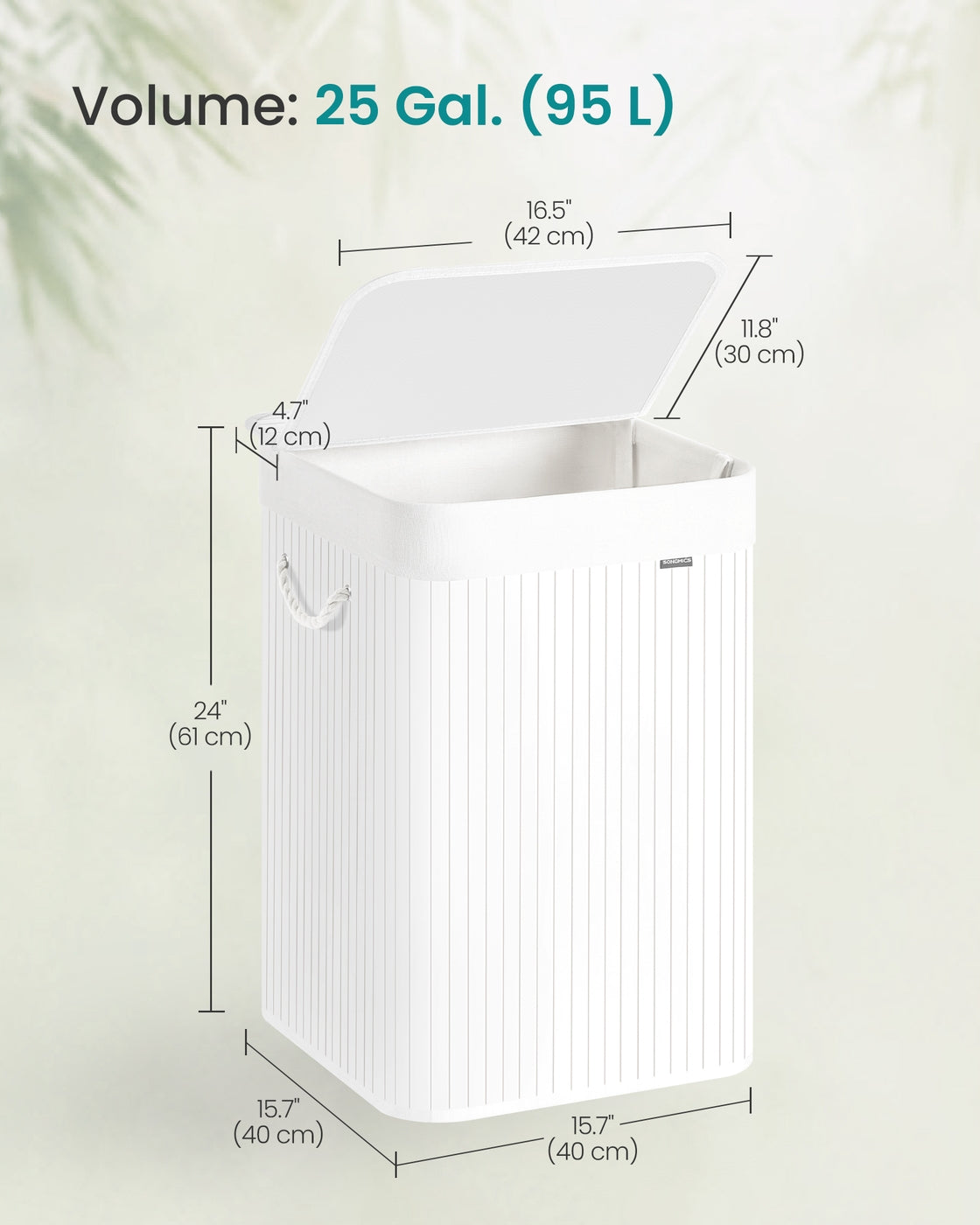 Laundry Basket 95 L Foldable Removable and Machine Washable Liner Bag White - image 6