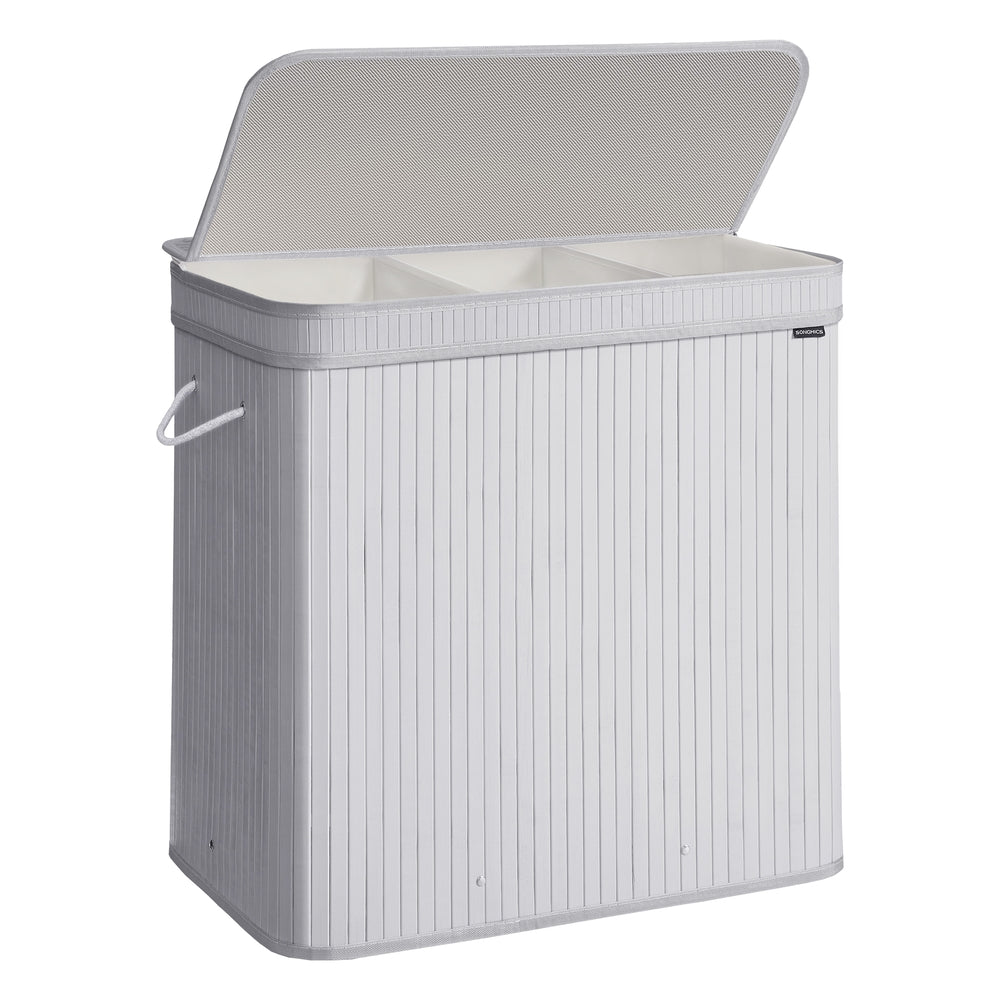 Bamboo Laundry Hamper, 72 L, Removable Liner, Natural Beige - image 7