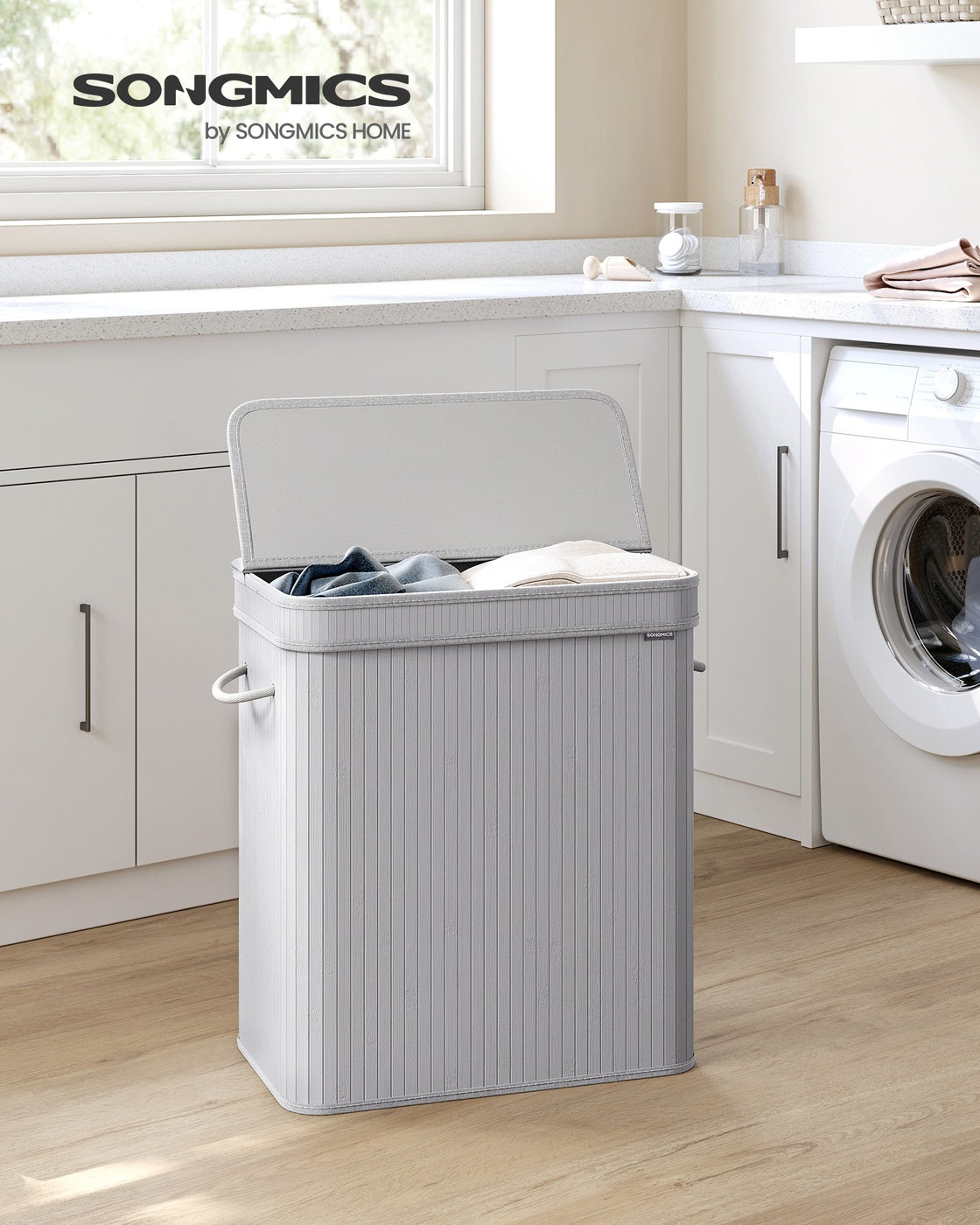 Bamboo Laundry Hamper, 72 L, Cloud White - image 2