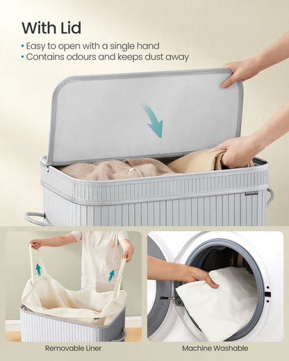 Bamboo Laundry Hamper, 72 L, Cloud White - image 3