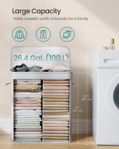 Bamboo Laundry Hamper, 72 L, Cloud White - image 4