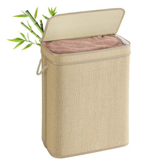 Laundry Basket 90 L Bamboo Clothes Organiser Natural Colour - image 1