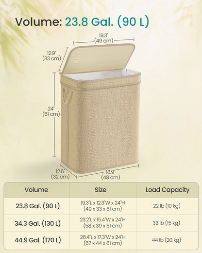 Laundry Basket 90 L Bamboo Clothes Organiser Natural Colour - image 5