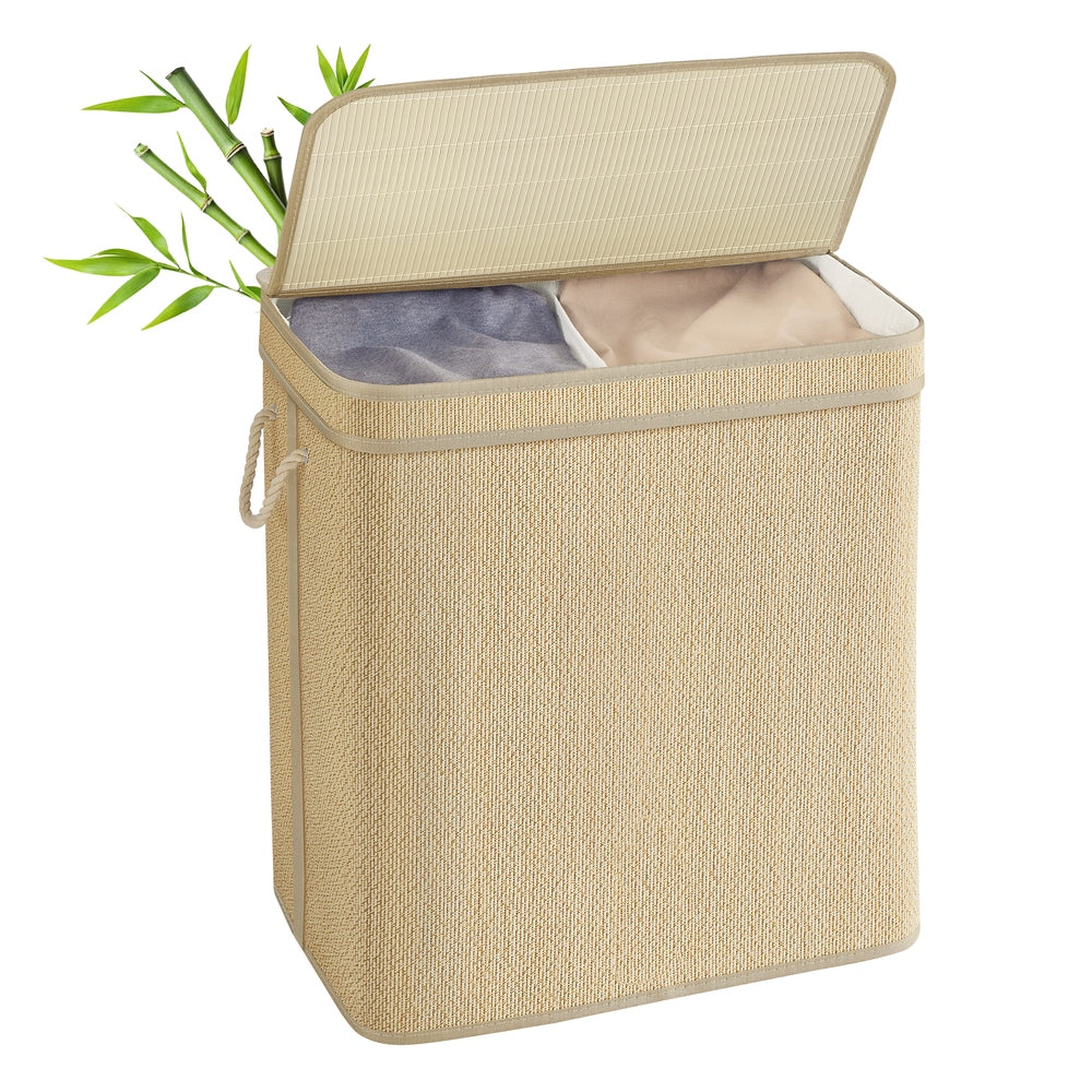 Laundry Basket 90 L Bamboo Clothes Organiser Natural Colour - image 7