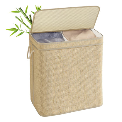 Laundry Basket 90 L Bamboo Clothes Organiser Natural Colour - image 7